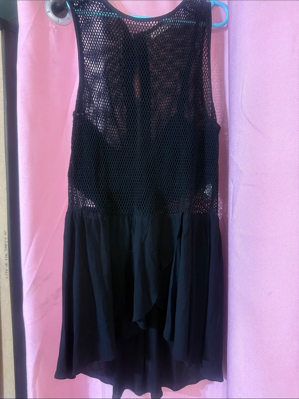 Nasty Gal Black Mesh & Chiffon Layered Tank